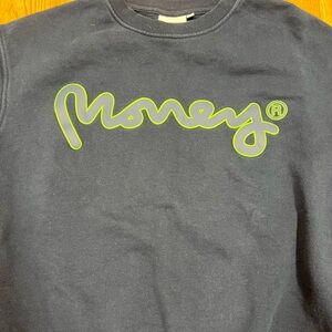 Money streetwear blue sweatshirt Gorilla crown. Neon green. Size M